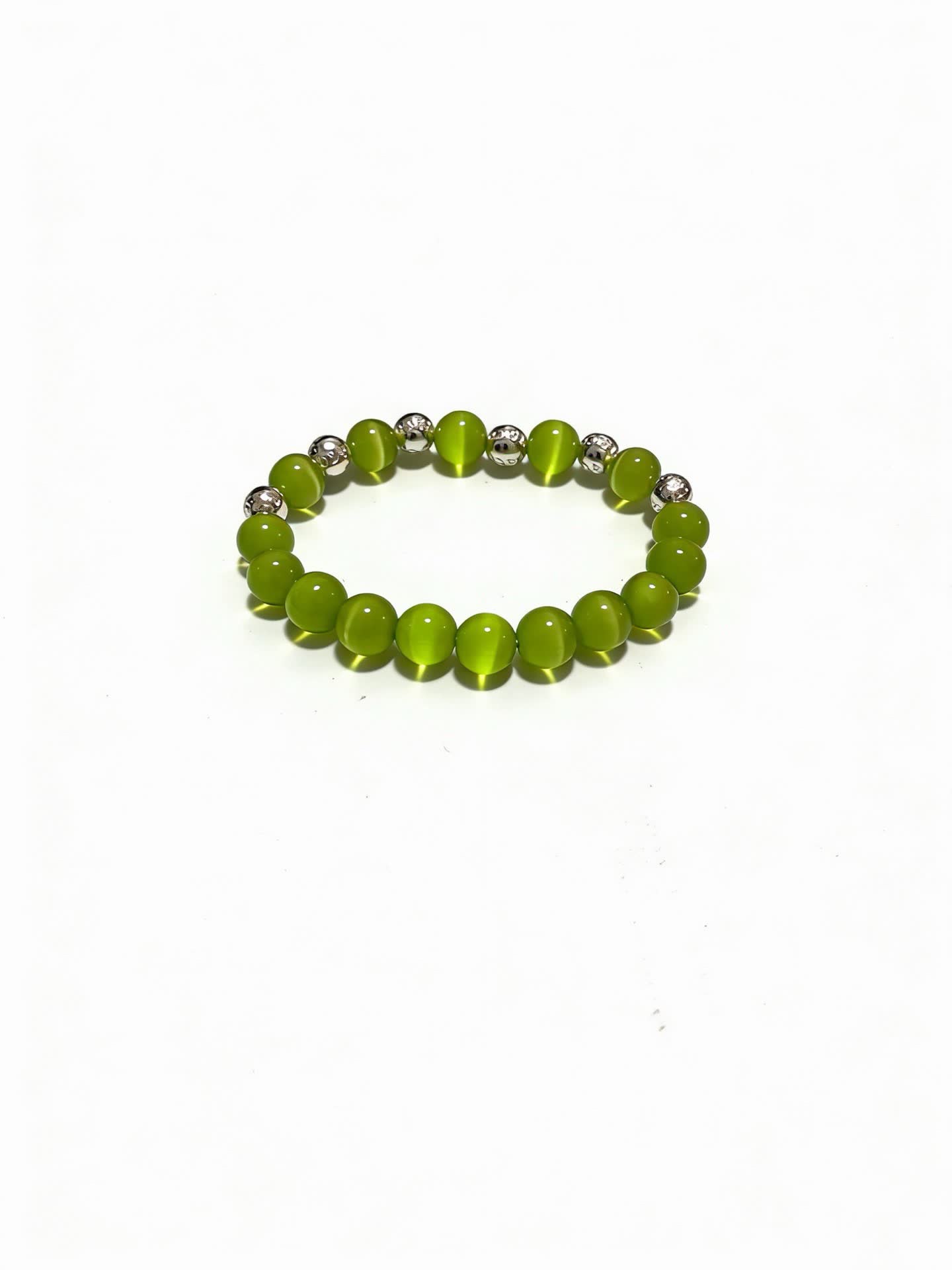 Tiffany & Co Green Beaded Bracelet with Silver Accents